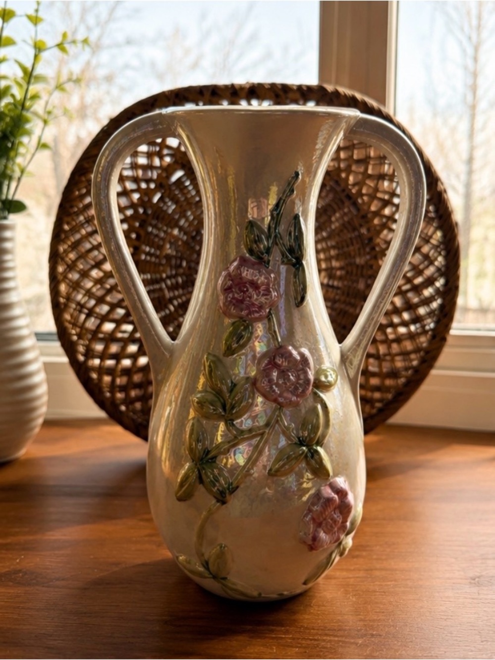 Vintage Iridescent Floral Vase